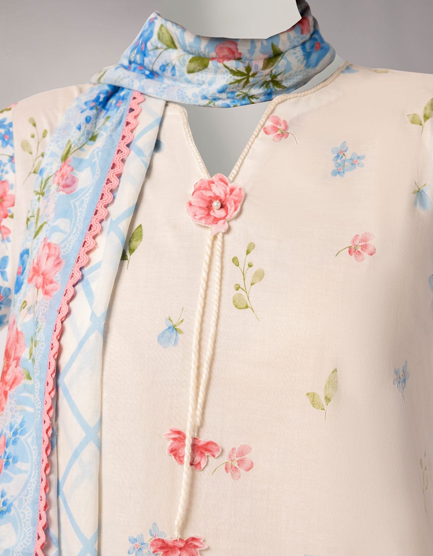 OFF WHITE LAWN PRINTED 3PC STITCHED