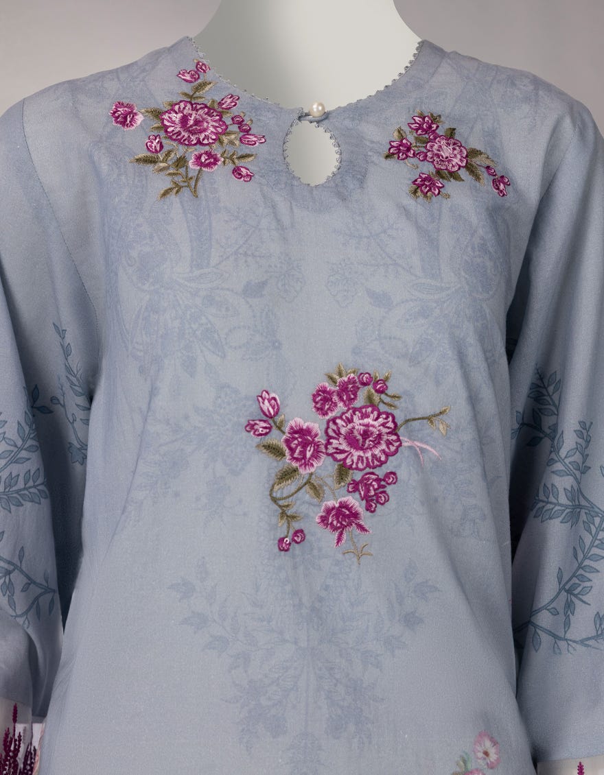 GREY LAWN EMBROIDERED 3PC STITCHED