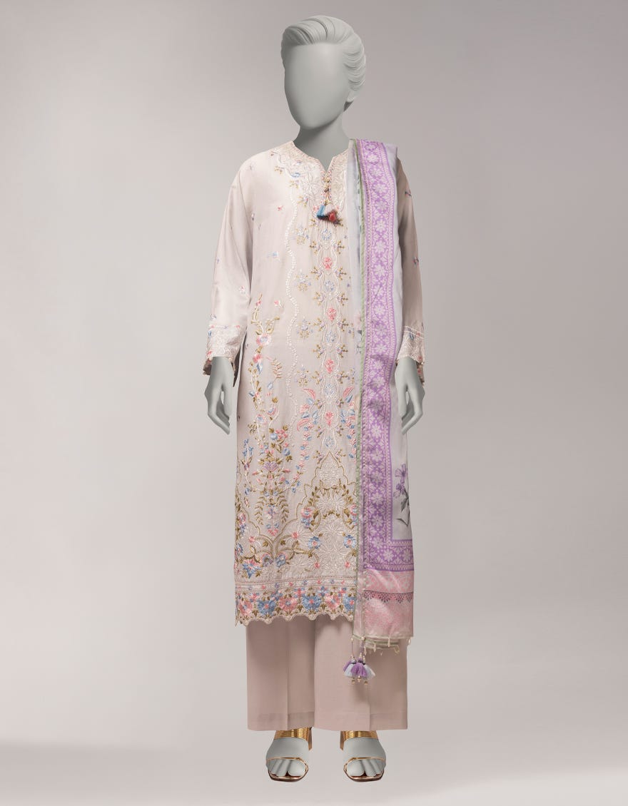 GREY LAWN EMBROIDERED 3PC STITCHED