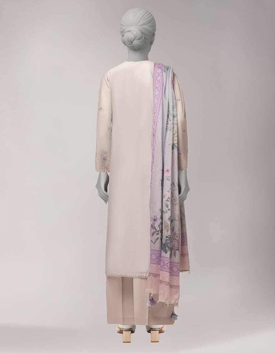 GREY LAWN EMBROIDERED 3PC STITCHED