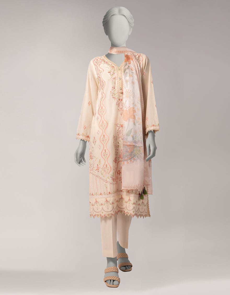 PEACH LAWN EMBROIDERED 3PC STITCHED