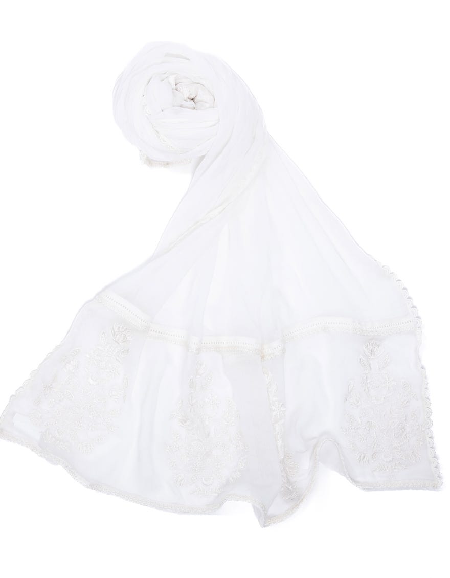 White Chiffon Dupatta | Jldp-S-24-2635