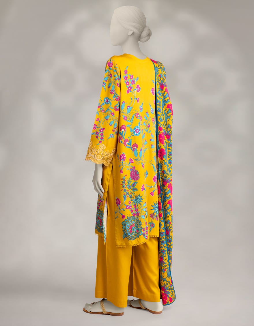 MUSTARD MARINA EMBROIDERED 3PC STITCHED