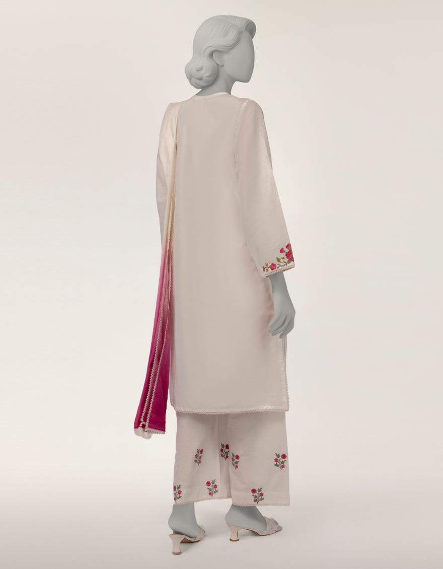 WHITE LAWN JACQUARD EMBROIDERED 3PC STITCHED