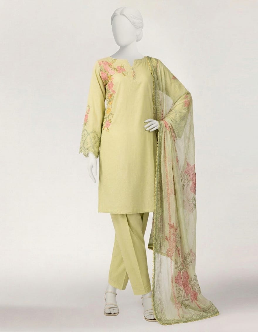 GREEN LAWN EMBROIDERED STITCHED 3PC