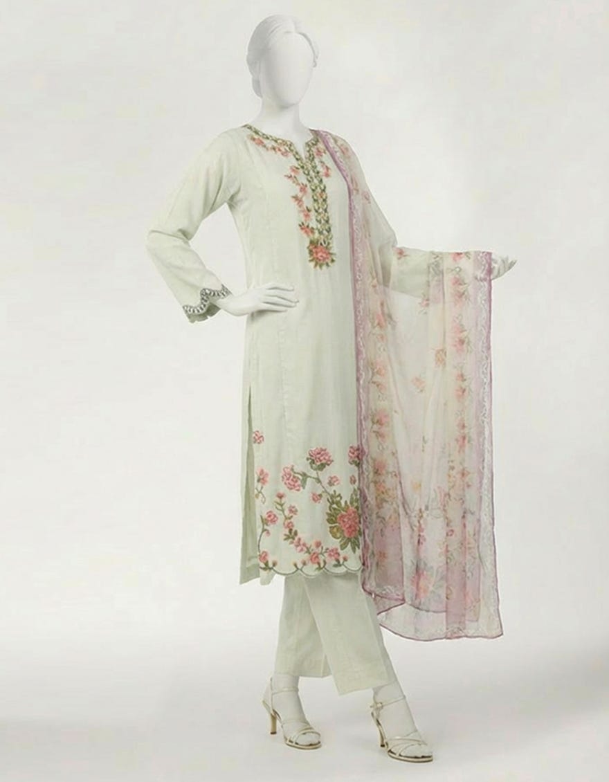 GREEN LAWN EMBROIDERED STITCHED 3PC