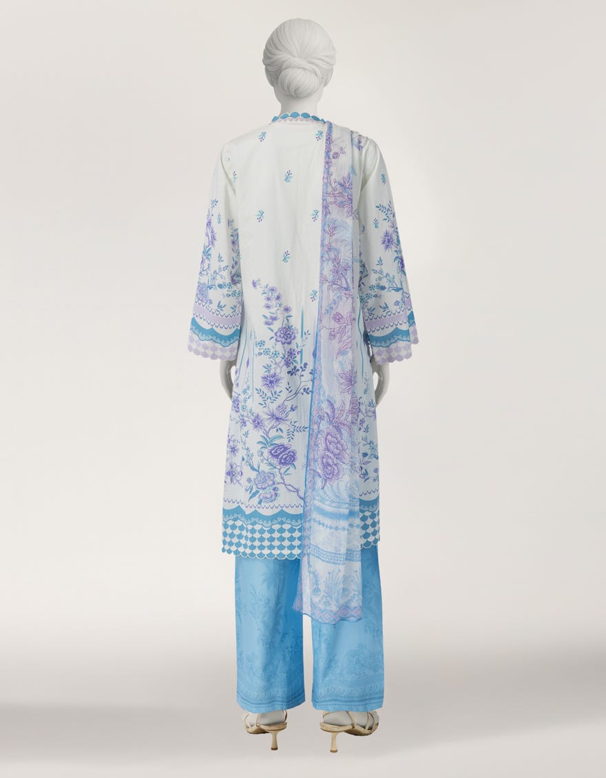 WHITE PRINTED STITCHED 3PC