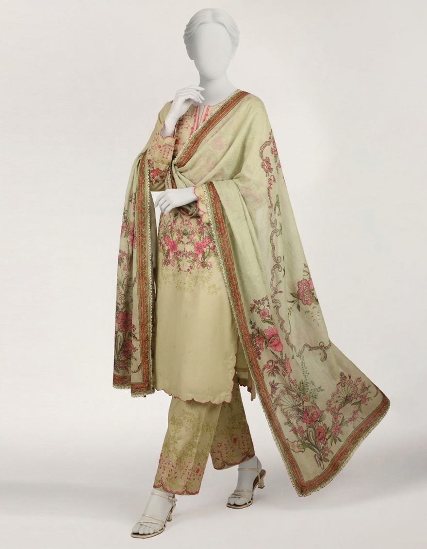 GREEN LAWN PRINTED STITCHED 3PC