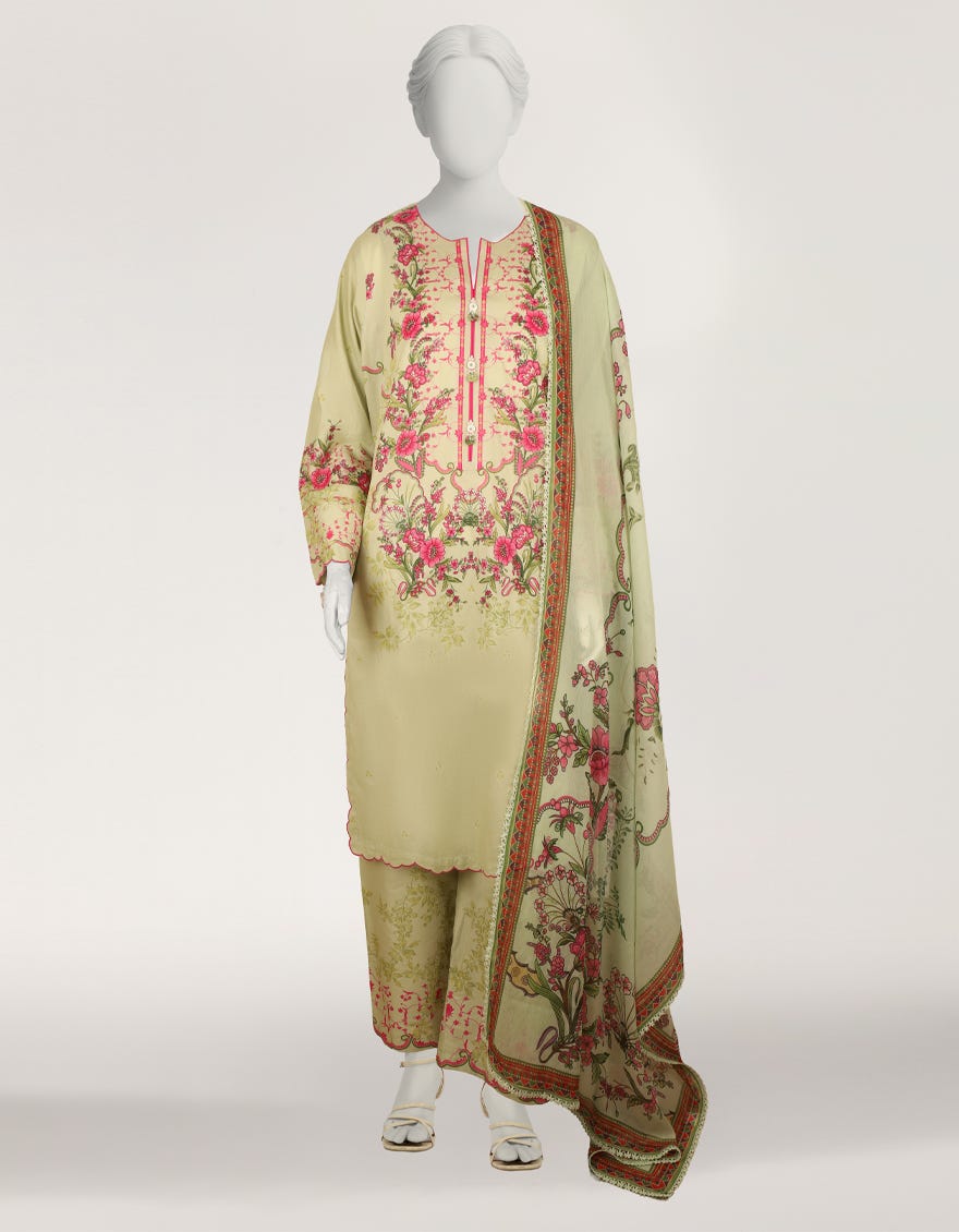 GREEN LAWN PRINTED STITCHED 3PC