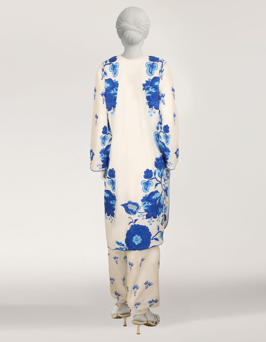 WHITE PRINTED STITCHED 3PC