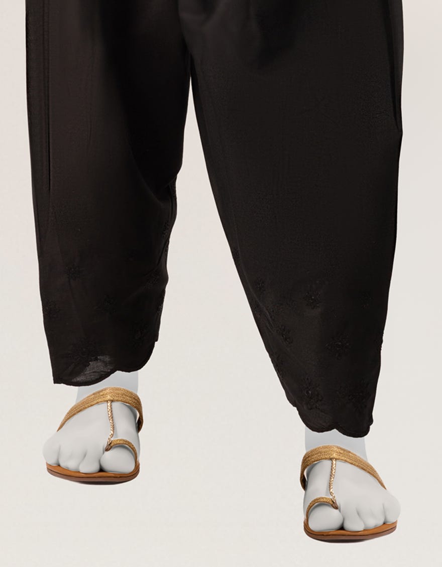BLACK LAWN DYED EMBROIDERED SHALWAR