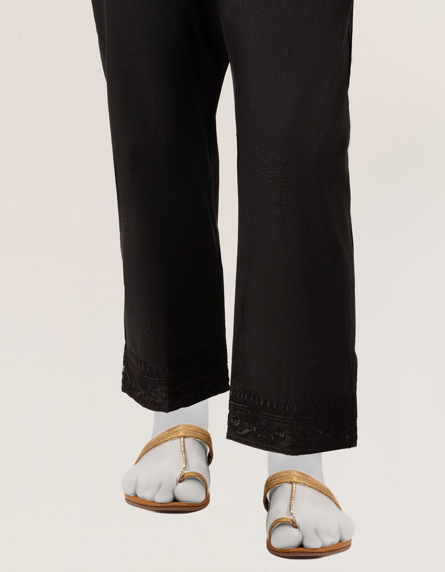 BLACK LAWN EMBROIDERED TROUSERS
