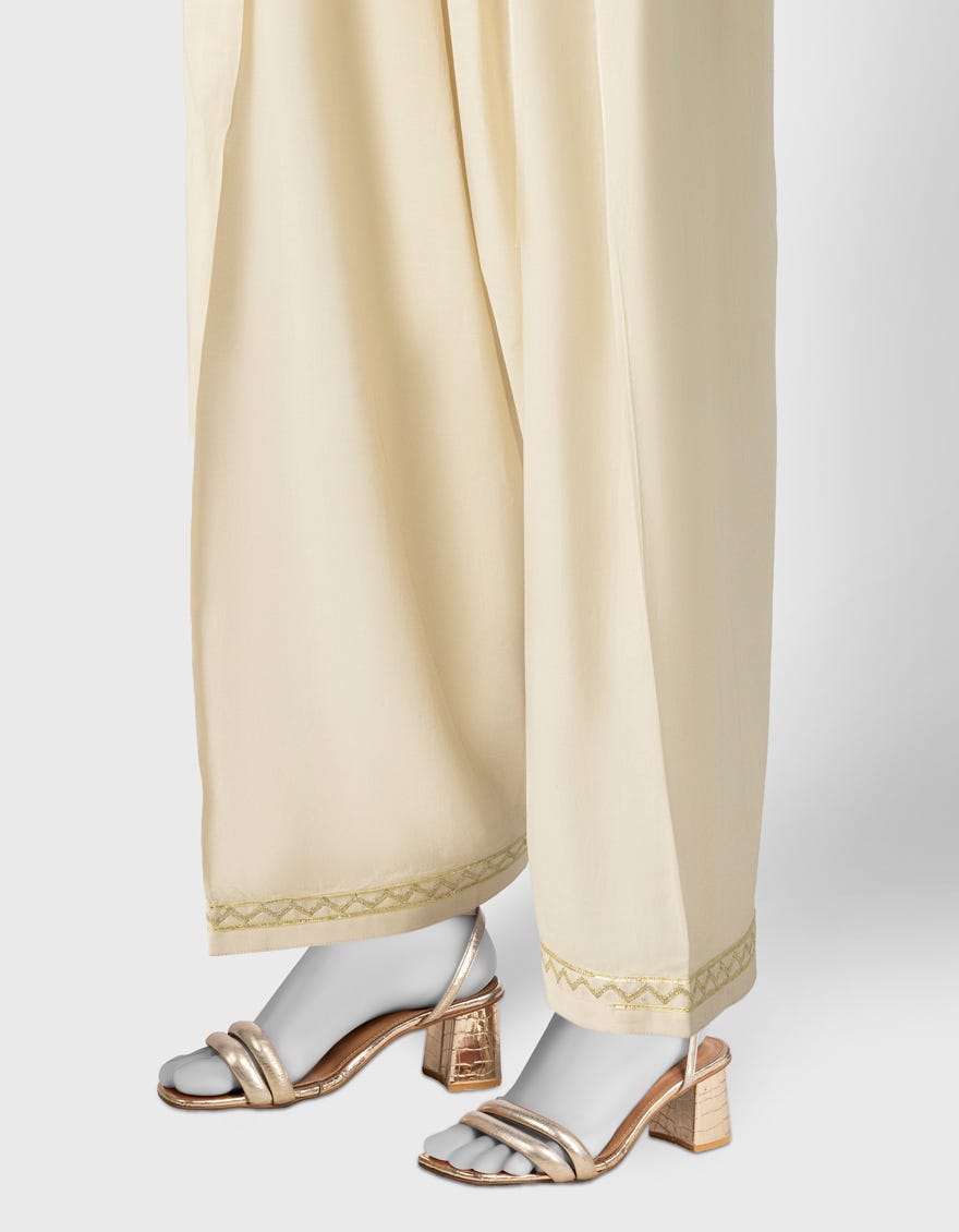 BEIGE LAWN EMBROIDERED SHALWAR