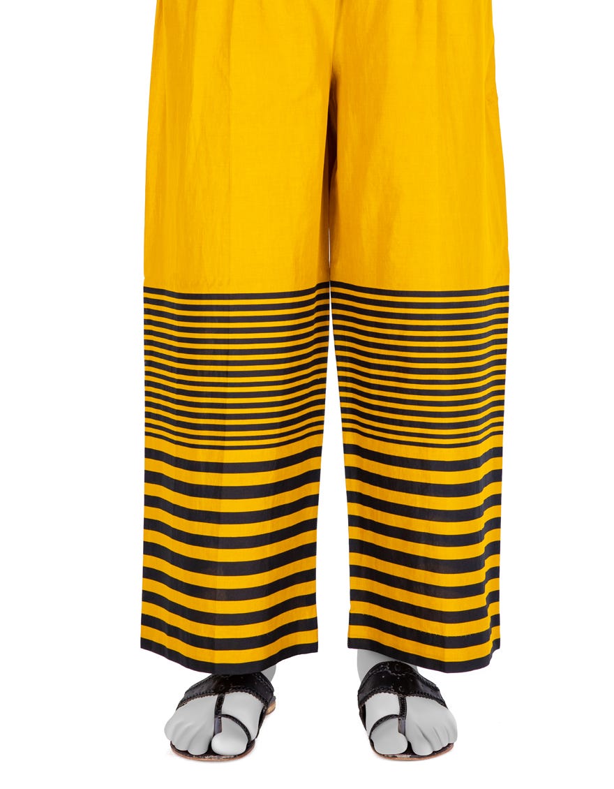 MUSTARD CAMBRIC PRINTED TROUSERS | JJLT-W-24-3063