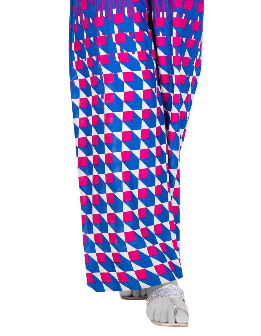 BLUE CAMBRIC PRINTED TROUSERS | JJLT-W-24-3065