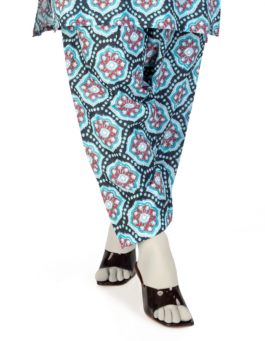 BLUE LAWN PRINTED SHALWAR