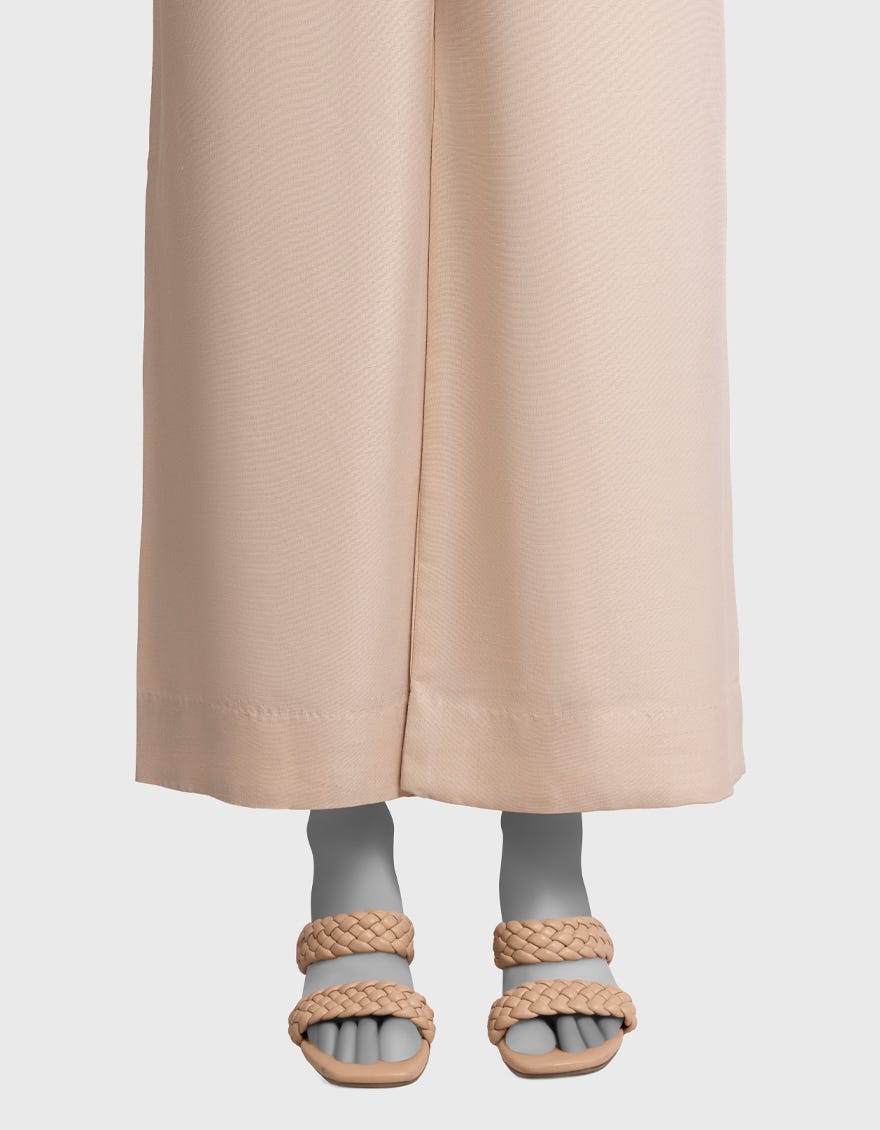 BEIGE RAW SILK BASIC TROUSERS