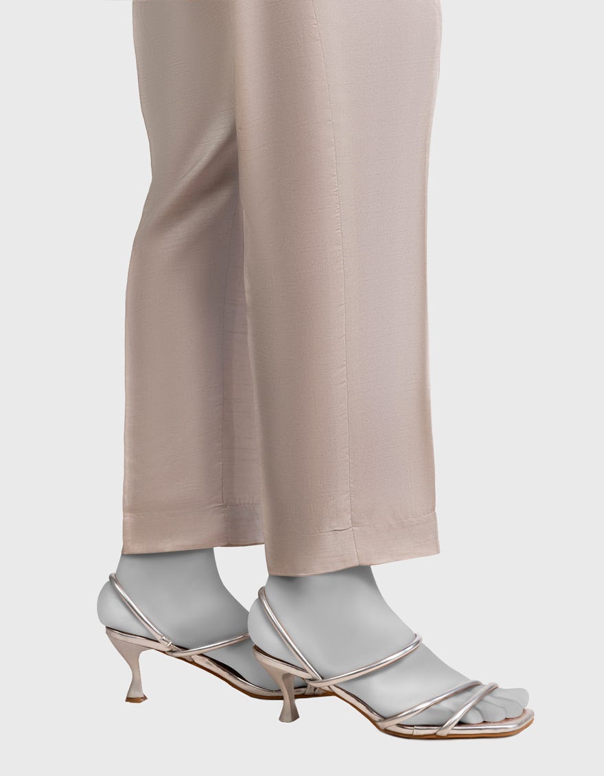 GREY RAW SILK BASIC TROUSERS