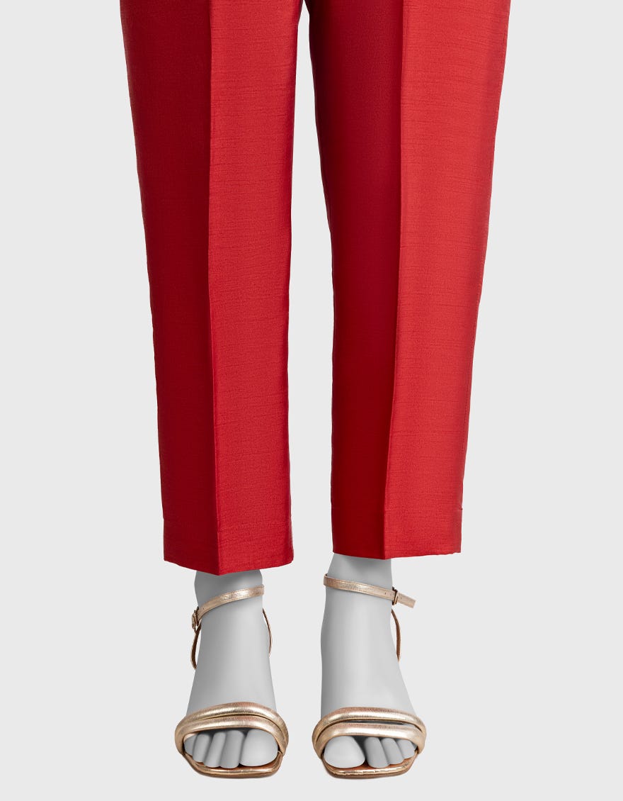 MAROON RAW SILK BASIC TROUSERS