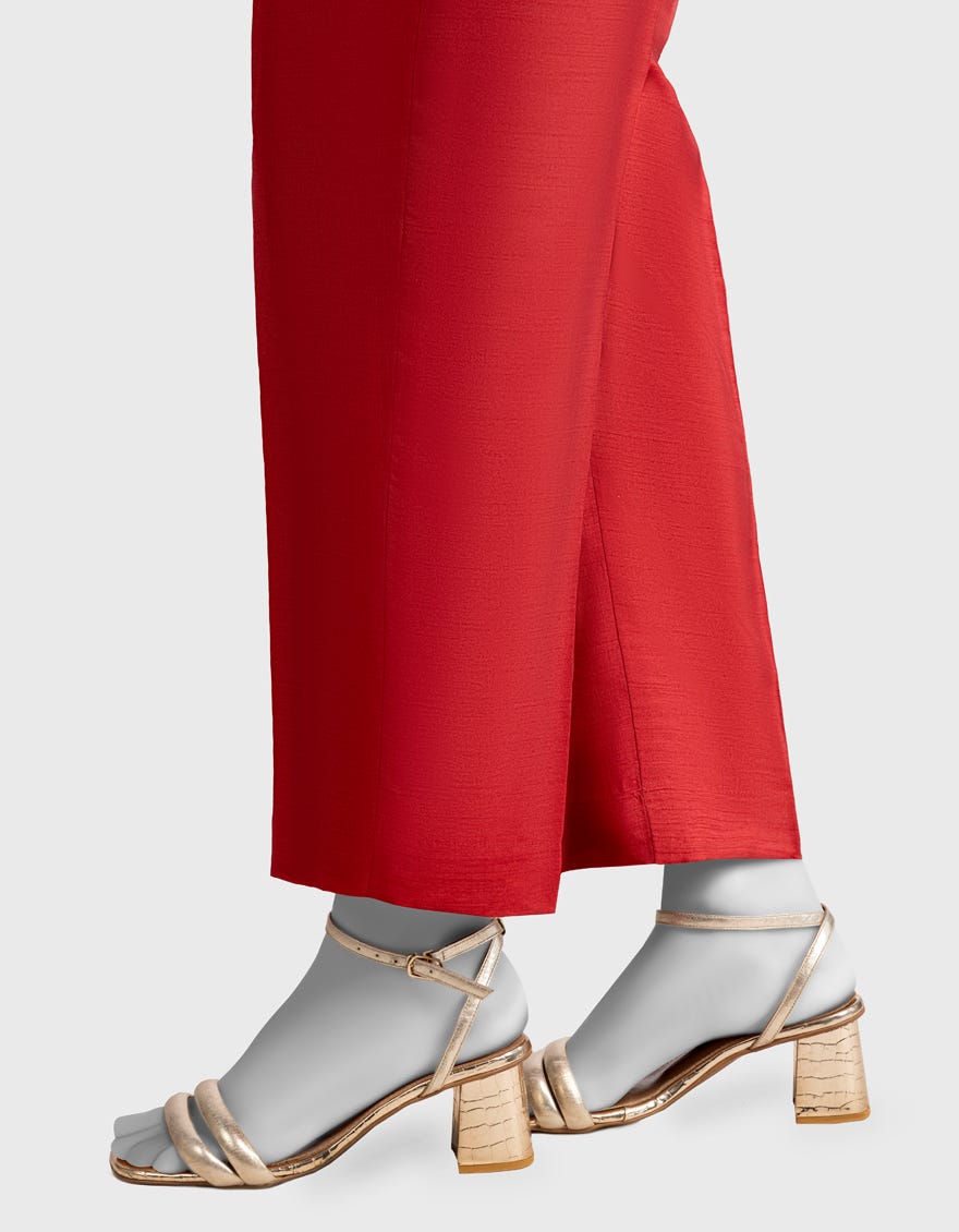 MAROON RAW SILK BASIC TROUSERS