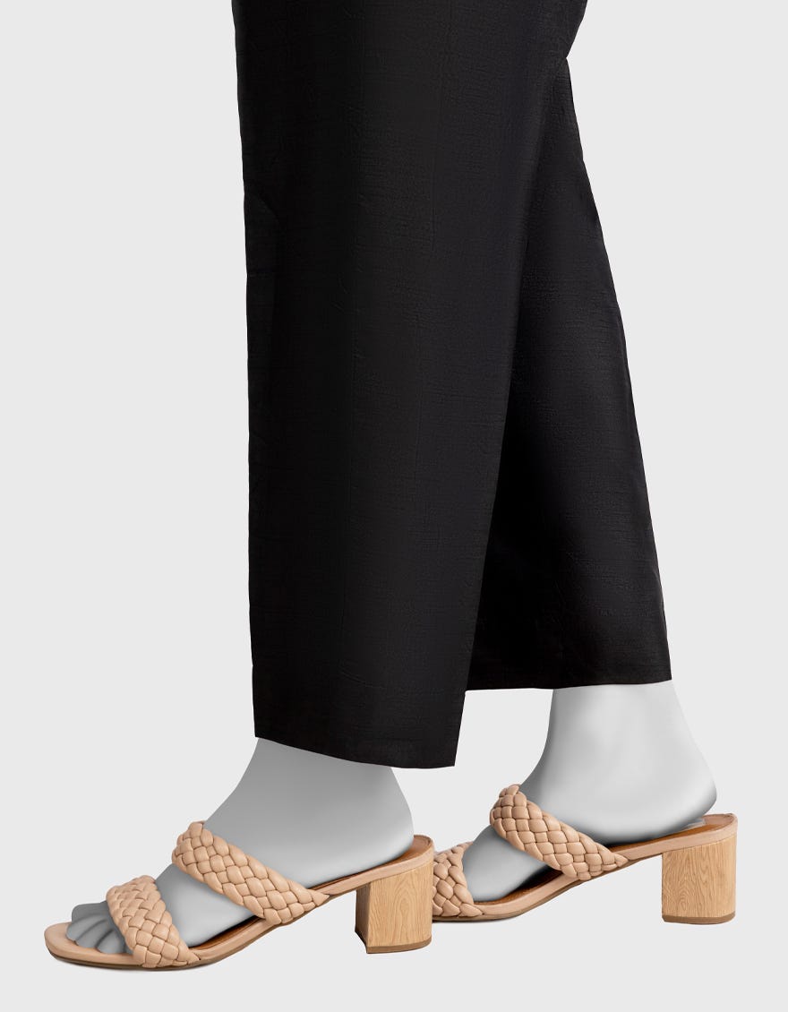 BLACK RAW SILK BASIC TROUSERS