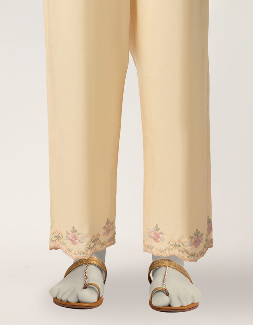 BEIGE LAWN TROUSERS
