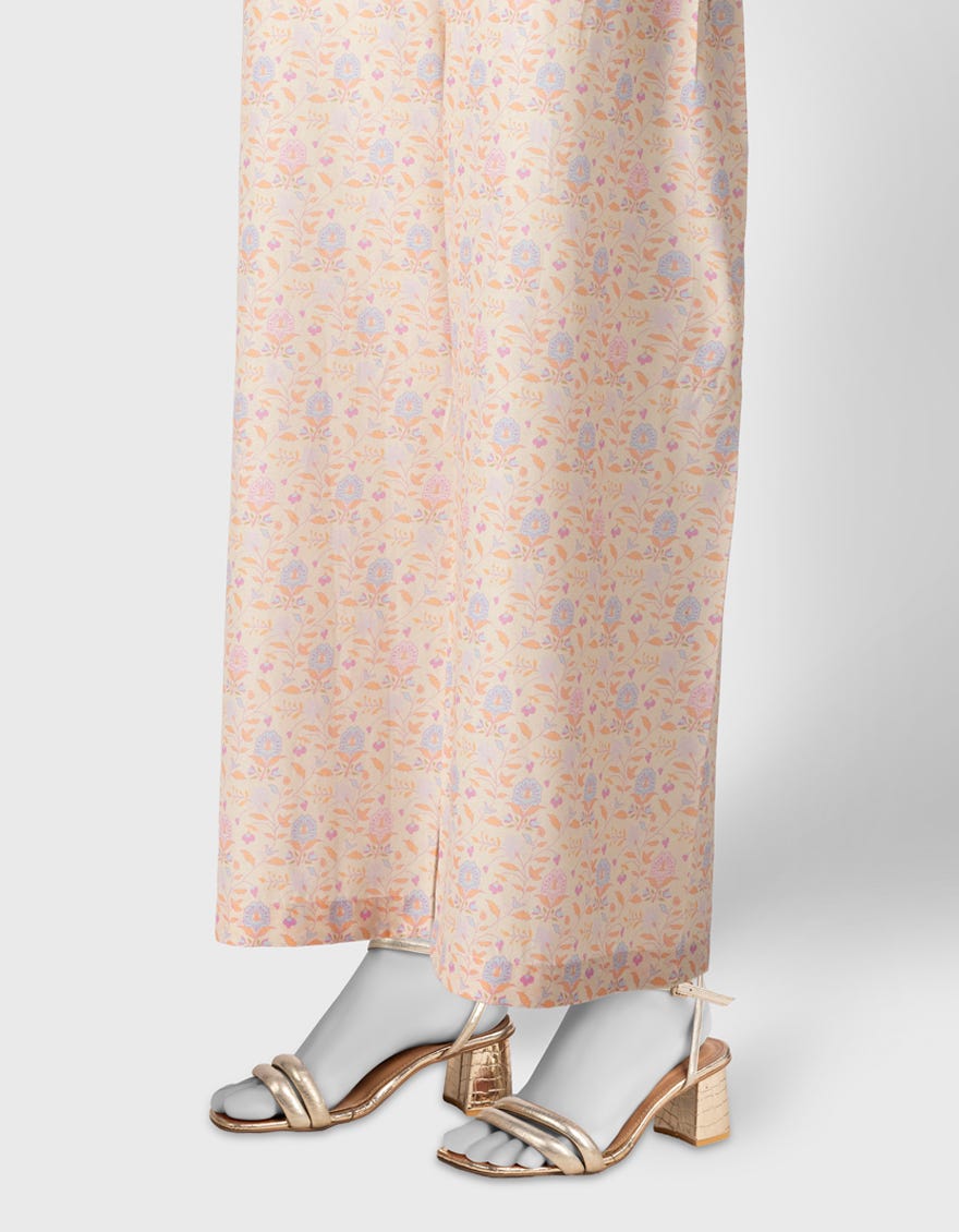 CREAM LAWN BASIC TROUSERS