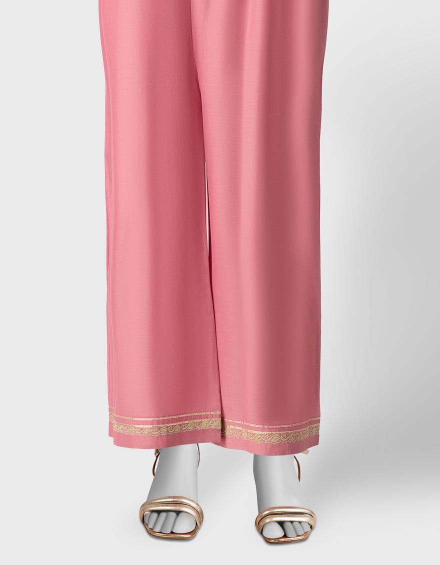 PINK LAWN EMBROIDERED TROUSERS