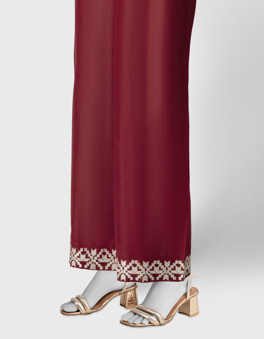 MAROON LAWN EMBROIDERED TROUSERS