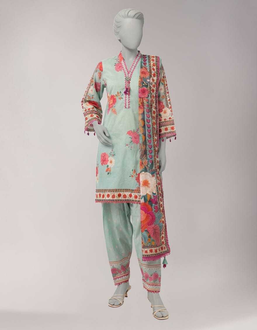 MULTICOLOR LAWN DIGITAL PRINTED UNSTITCHED 3PC