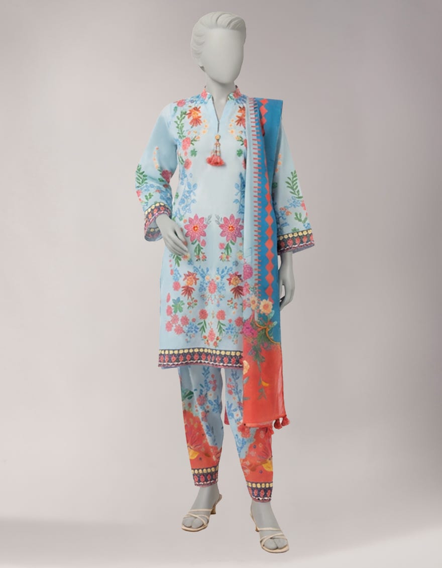 MULTICOLOR LAWN DIGITAL PRINTED UNSTITCHED 3PC