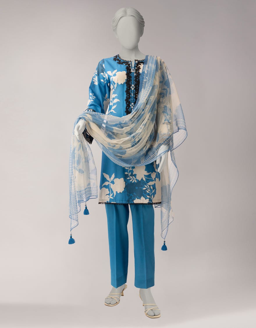 MULTICOLOR LAWN EMBROIDERED UNSTITCHED 3PC