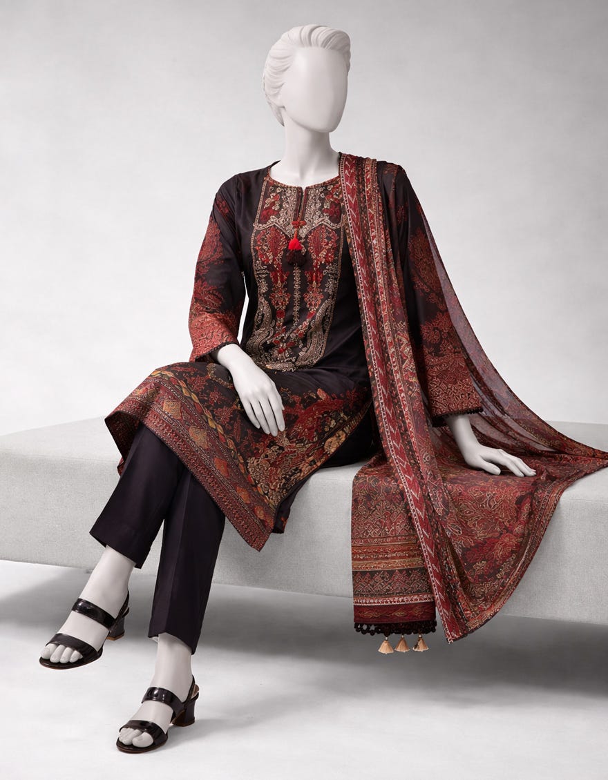 MULTICOLOR LAWN EMBROIDERED UNSTITCHED 3PC