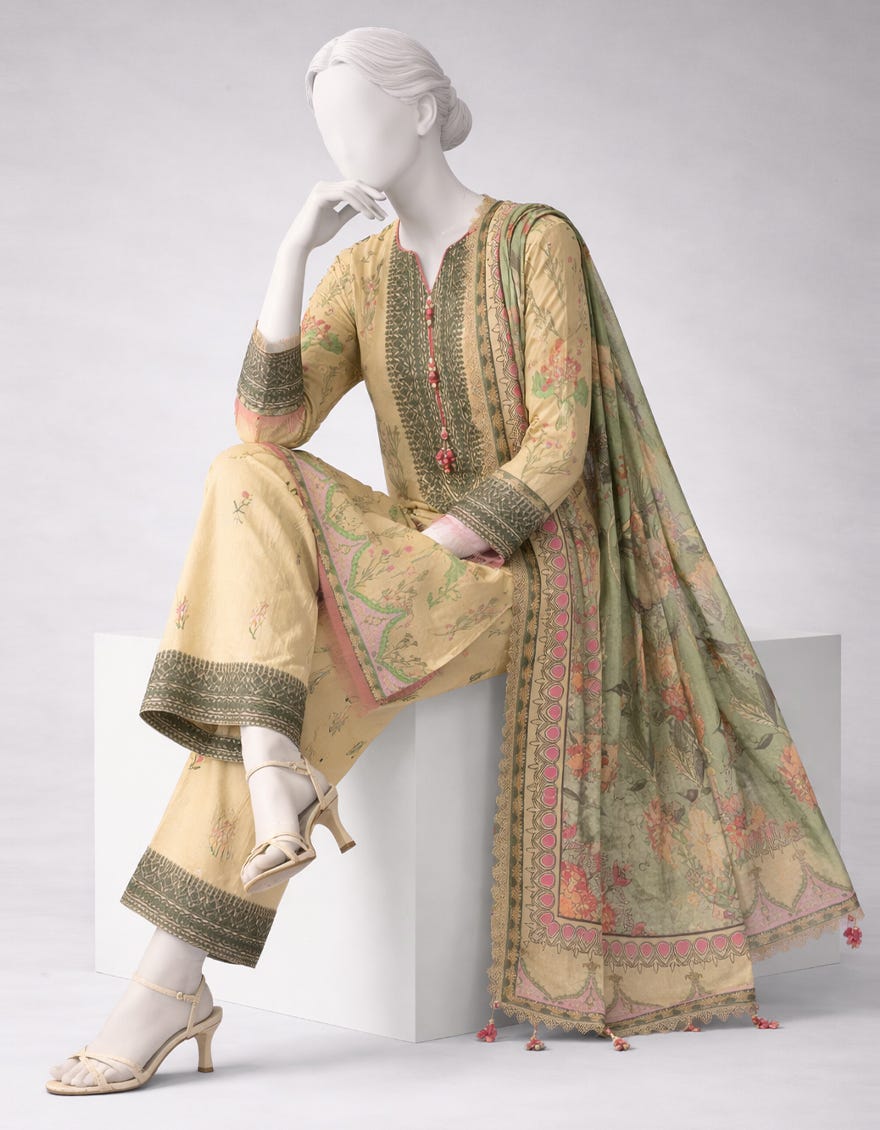 MULTICOLOR LAWN EMBROIDERED UNSTITCHED 3PC