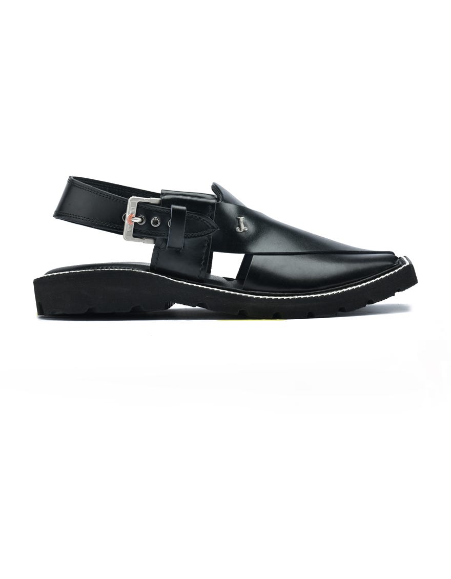 Black Trendy Peshawari Chappal | Jjfw-Jpc-026-Po