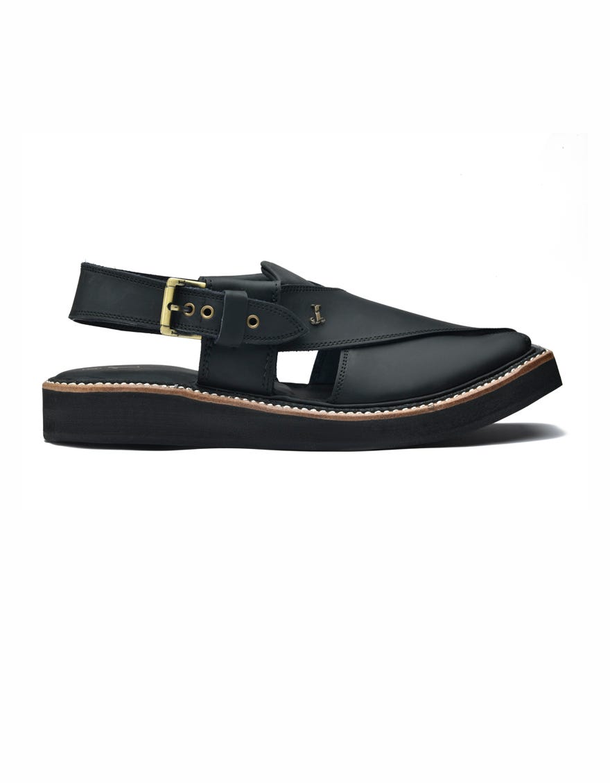 Black Trendy Men Peshawari Chappal | Jjfw-Jpc-070