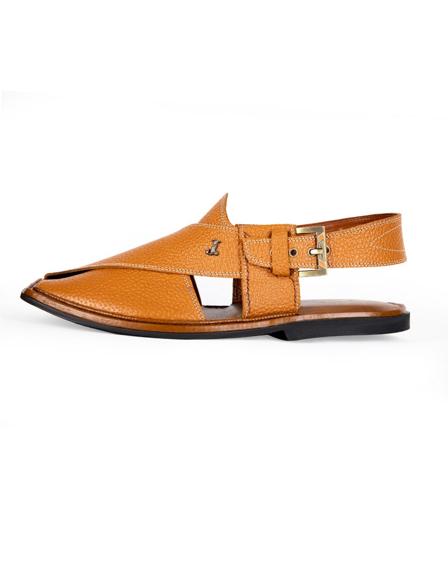 Mustard Textured Peshawari Chappal | Jjfw-Jpc-11372
