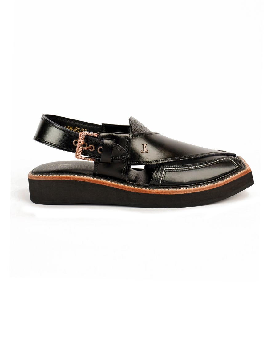 SHINY BLACK PESHAWARI SANDALS