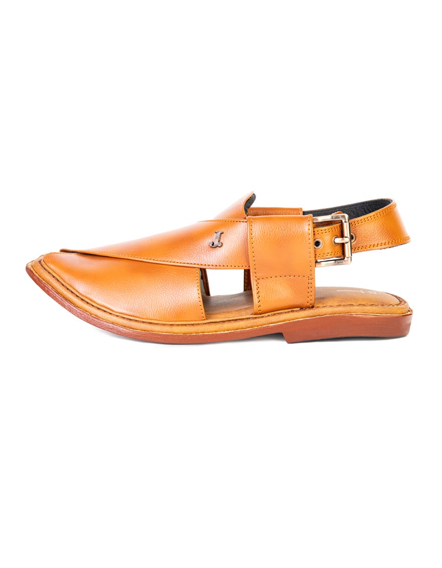 Rust Trendy Leather Sole Peshawari Chappal | Jjfw-Jpc-11442