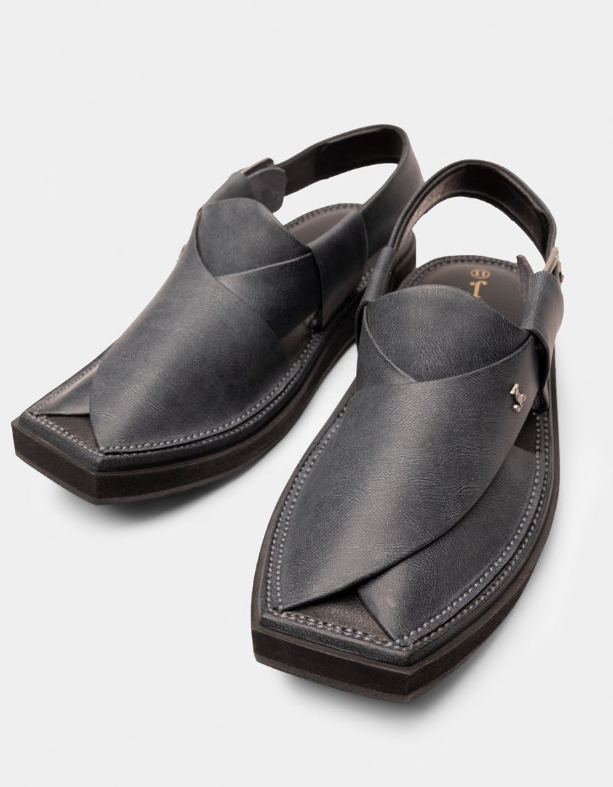 GREY PLAIN PESHAWARI SANDALS