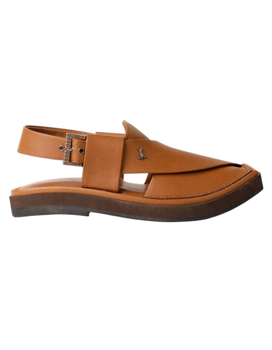 BROWN PLAIN PESHAWARI SANDALS