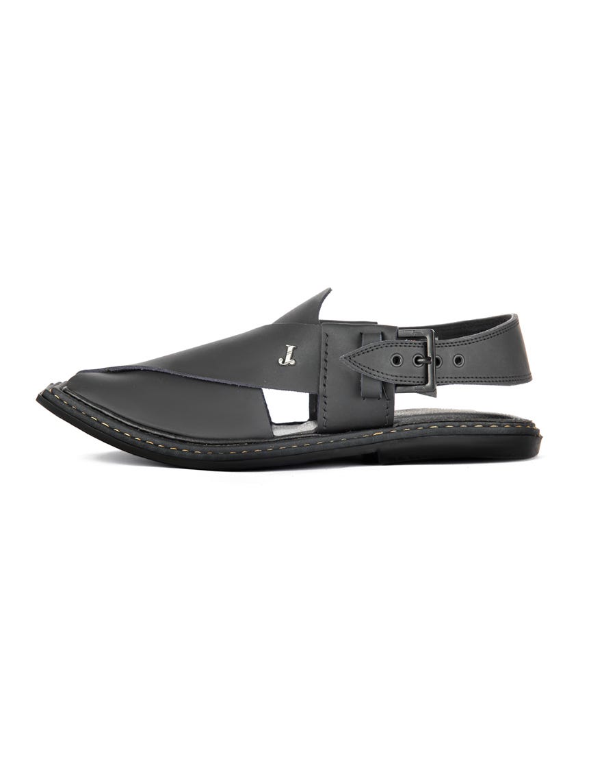 Black Trendy Peshawari Chappal | Jjfw-Jpc-21309-R1
