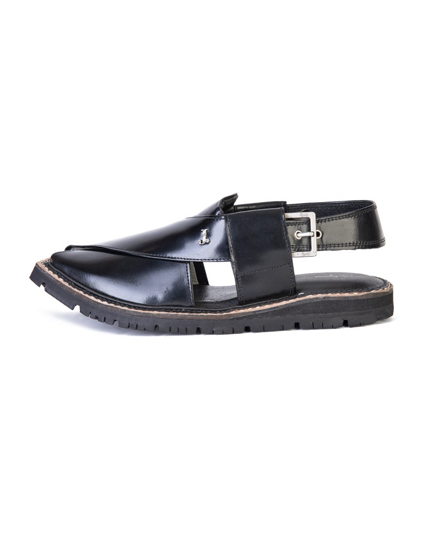 Black Men Peshawari Chappal | Jjfw-Jpc-26004