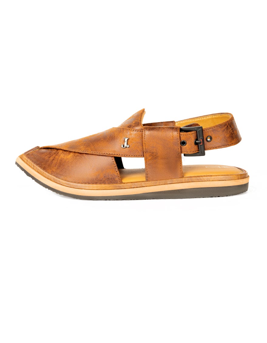 Brown Men Peshawari Chappal | Jjfw-Jpc-263