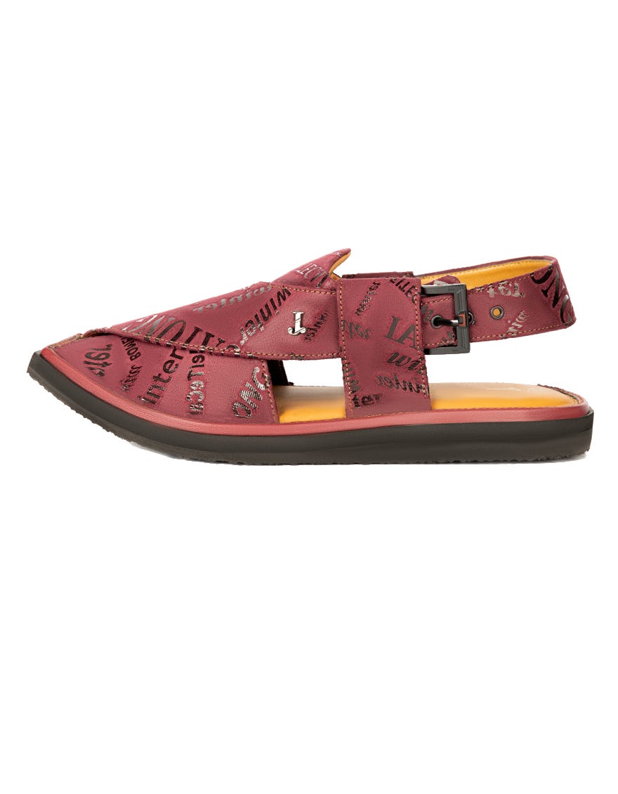 Maroon Men Peshawari Chappal | Jjfw-Jpc-267