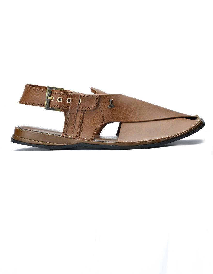 Mustard High Chrome Peshawari Chappal | Jjfw-Jpc-4010