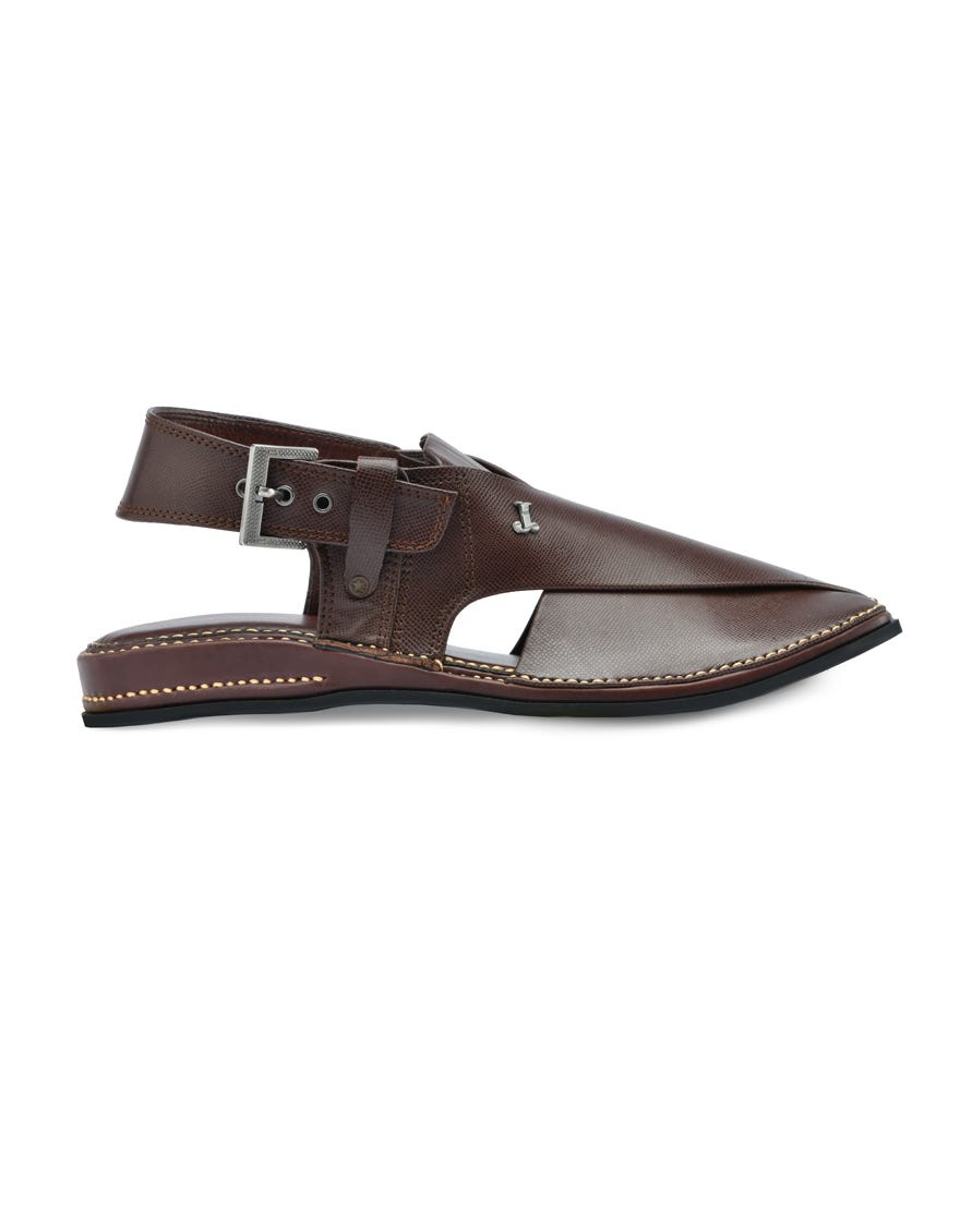 Maroon Textured Peshawari Chappal | Jjfw-Jpc-4012