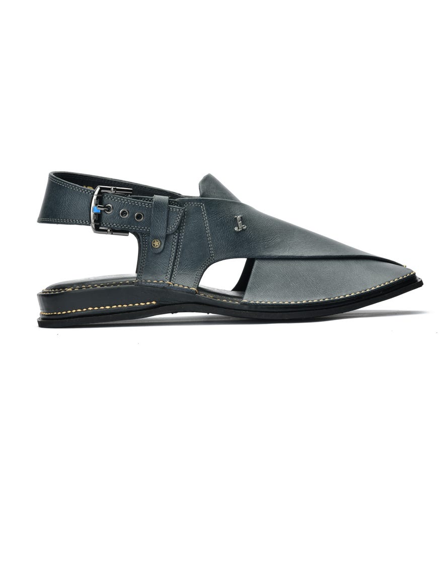 Grey Plain Men Peshawari Chappal | Jjfw-Jpc-4014