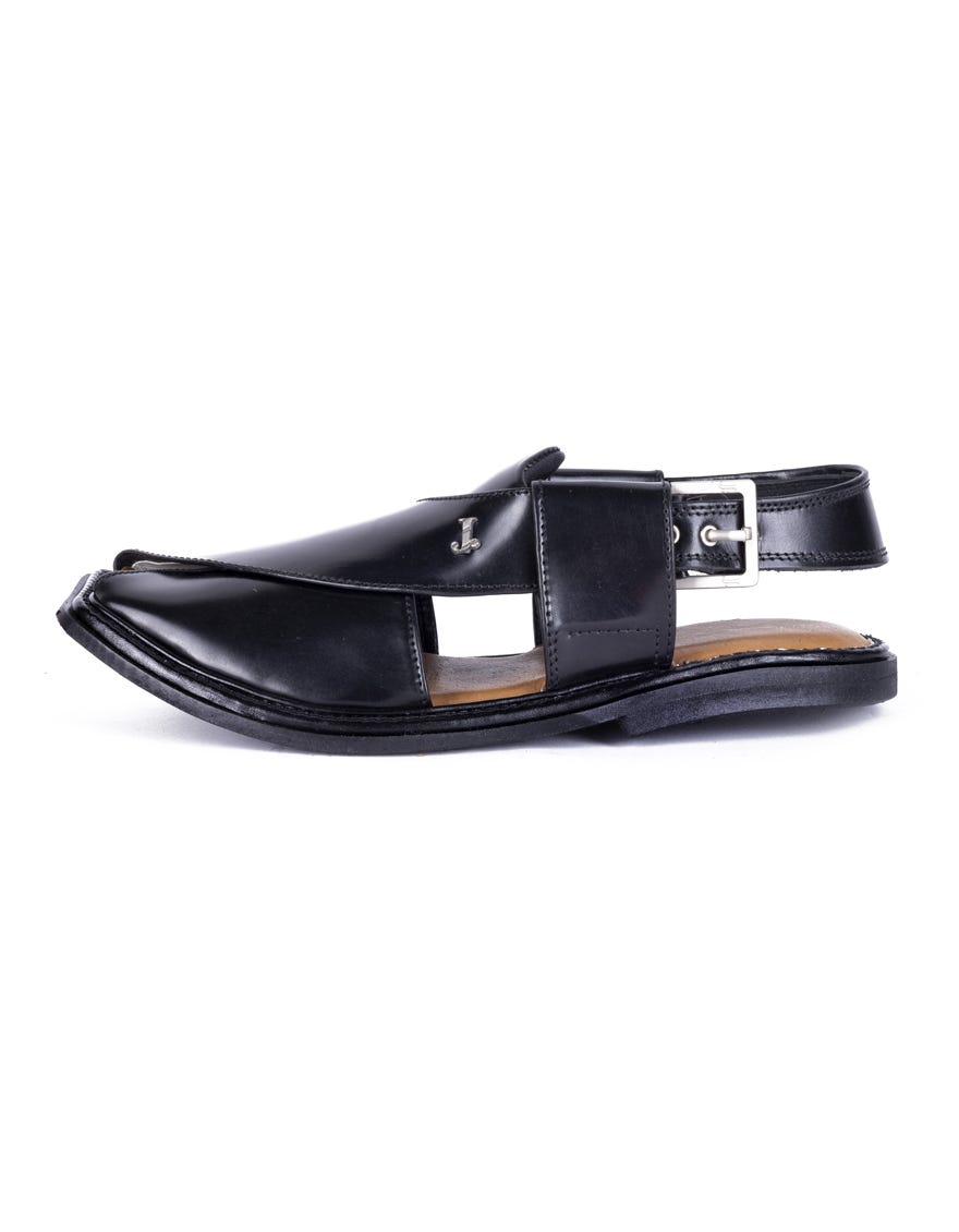 Black Trendy Peshawari Chappal | Jjfw-Jpc-6001
