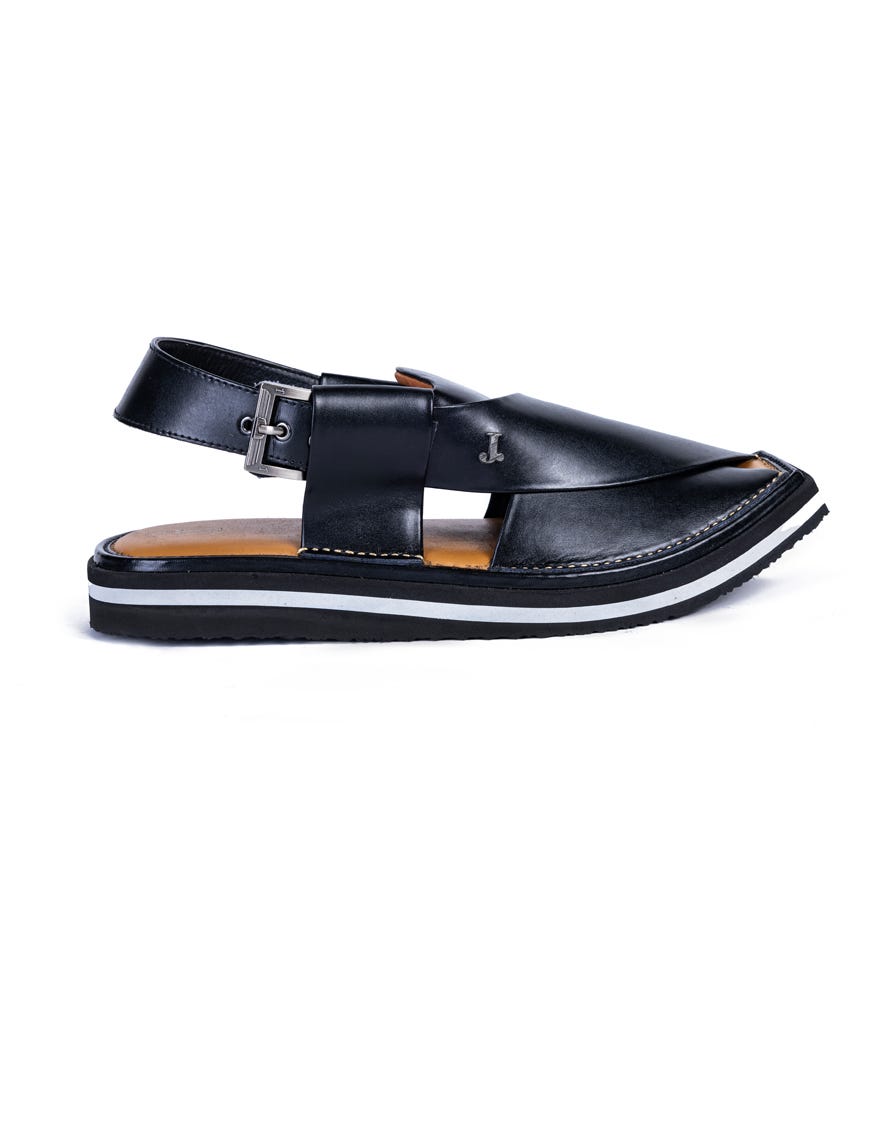 Black Trendy Peshawari Chappal | Jjfw-Jpc-9009-R1